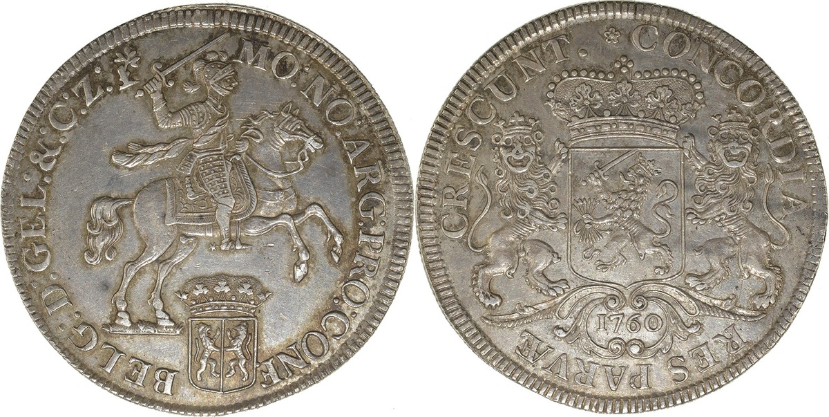 zilveren rijder 1760 Gelderland Dukaton of 1760 VF