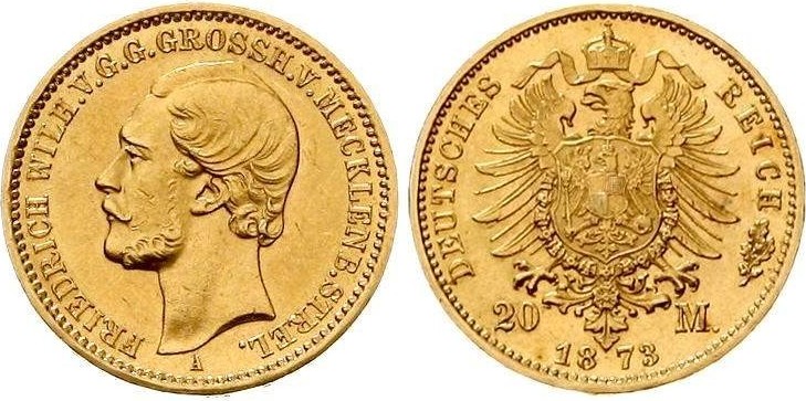 20 M 1873 A Mecklenburg-Strelitz Friedrich Wilhelm