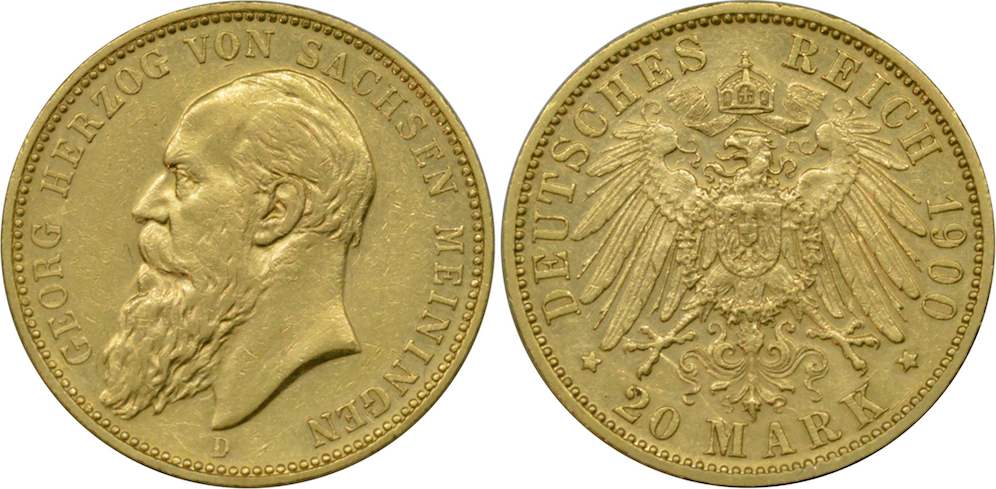 20 Mark 1900 D Kaiserreich Sachsen-Meiningen Grorg II.