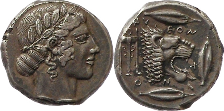 tetradrachm Ca. 460-450 BC Ancient Greece Sicily, Leontini