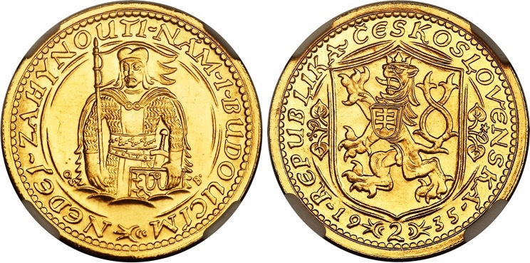 1935 Czechoslovakia Republic Gold 2 Dukaten